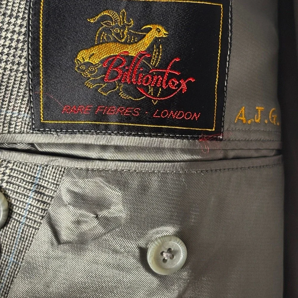 Billfox Rare Fibres London Men's Glen Plaid Suit 38R 36x30‎ Prince of Wales